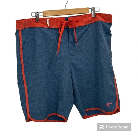 Teal Cove Mens Swimwear Board Shorts Blue/Salmon Swim Trunks Size XL - Picture 1 of 11